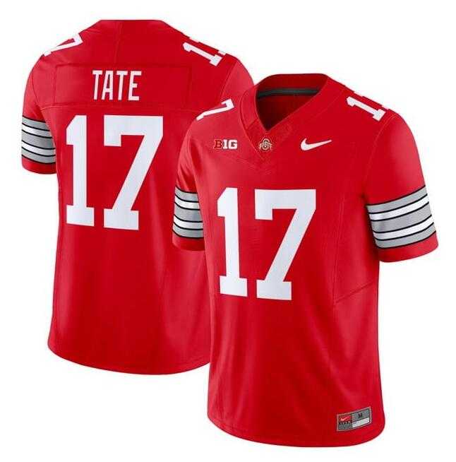 Men%27s Ohio State Buckeyes #17 Carnell Tate Red F.U.S.E. 2025-2026 Stitched Jersey Dzhi
