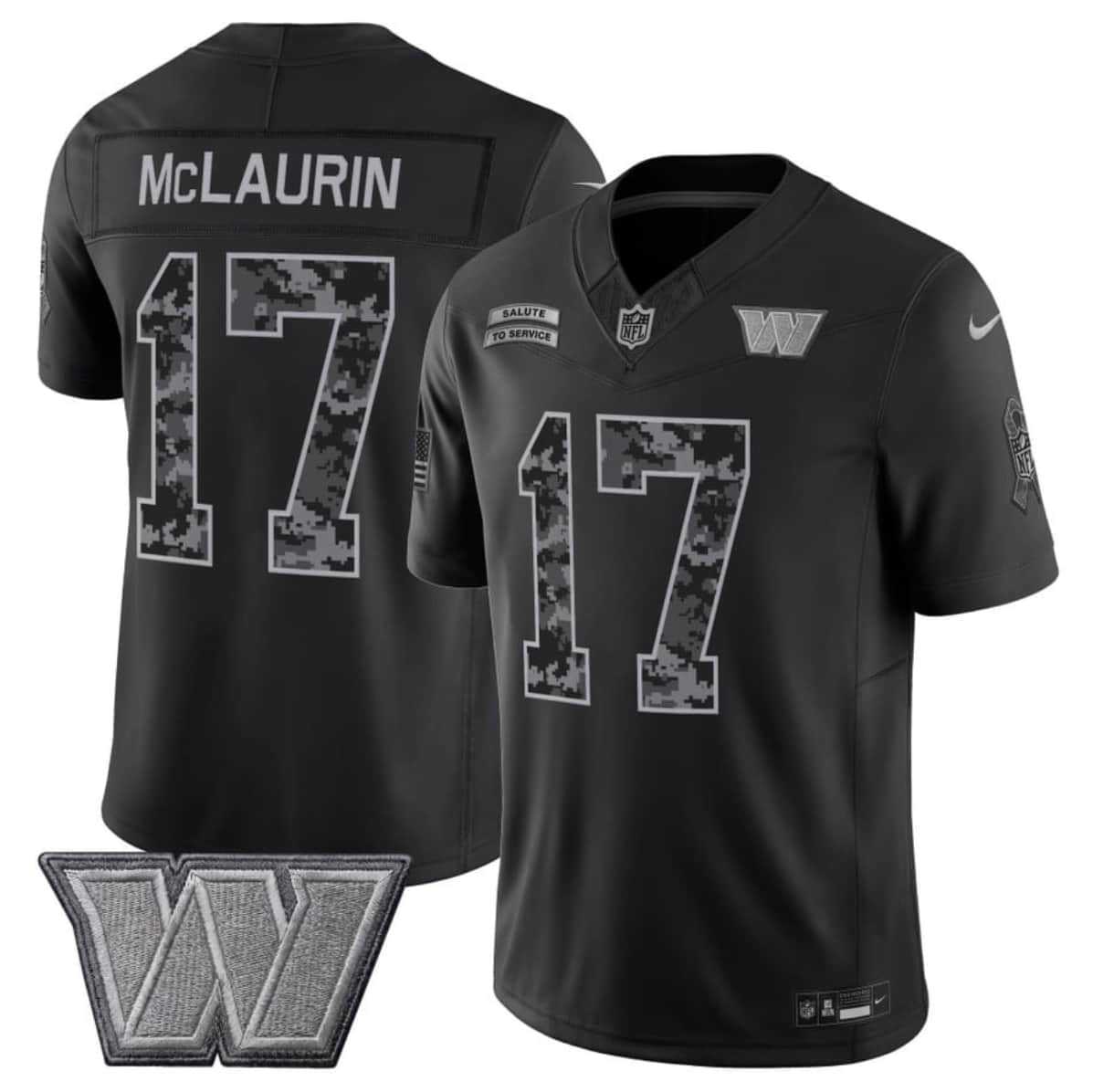 Men%27s Washington Commanders #17 Terry McLaurin Black F.U.S.E. 2026 Salute to Service Limited Stitched Jersey
