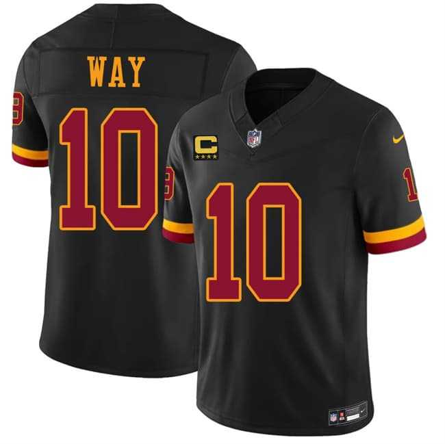 Men%27s Washington Commanders #10 Tress Way Black 2026 F.U.S.E. With 4-Star C Patch Vapor Limited Stitched Jersey