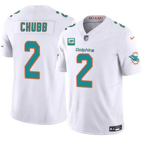 Men%27s Miami Dolphins #2 Bradley Chubb White 2025 F.U.S.E. With 1-Star C Patch Vapor Limited Stitched Jersey Dzhi