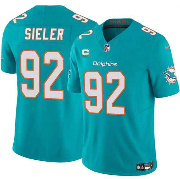 Men%27s Miami Dolphins #92 Zach Sieler Aqua 2025 F.U.S.E. With 2-Star C Patch Vapor Limited Stitched Jersey Dzhi