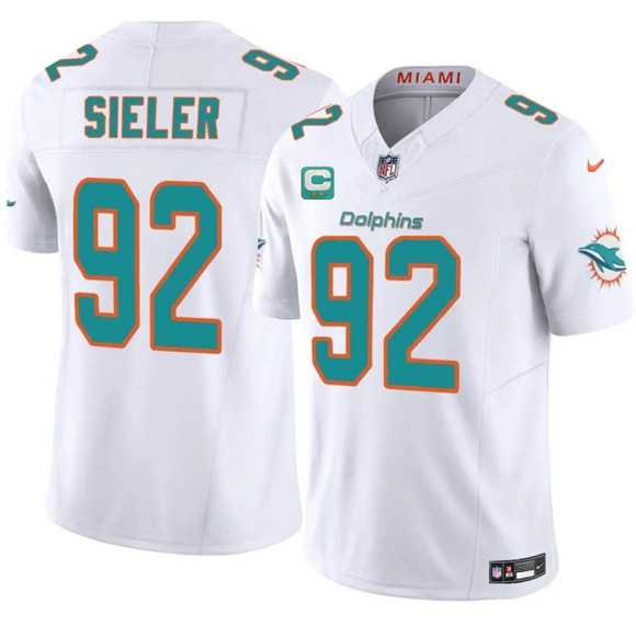 Men%27s Miami Dolphins #92 Zach Sieler White 2025 F.U.S.E. With 2-Star C Patch Vapor Limited Stitched Jersey Dzhi
