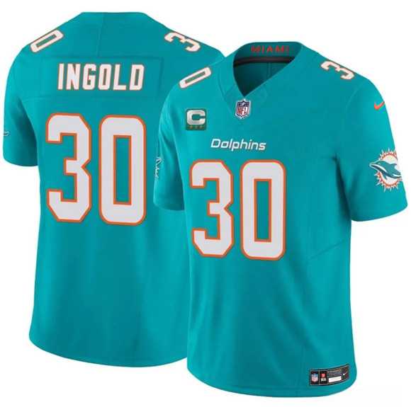 Men%27s Miami Dolphins #30 Alec Ingold Aqua 2025 F.U.S.E. With 3-Star C Patch Vapor Limited Stitched Jersey Dzhi