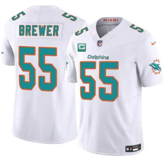 Men%27s Miami Dolphins #55 Aaron Brewer White 2025 F.U.S.E. With 1-Star C Patch Vapor Limited Stitched Jersey Dzhi