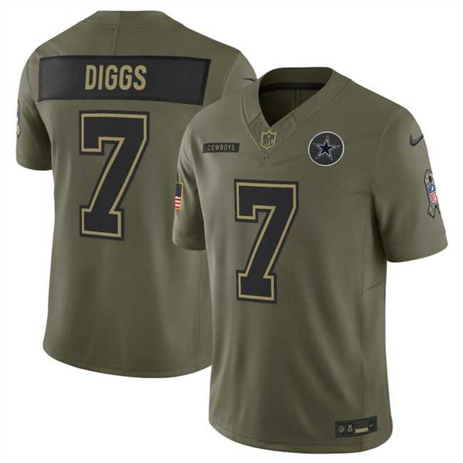 Men%27s Dallas Cowboys #7 Trevon Diggs Olive 2025 F.U.S.E. Salute to Service Limited Stitched Jersey Dyin