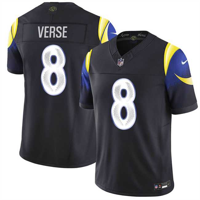 Men%27s Los Angeles Rams #8 Jared Verse midnight blue 2025 F.U.S.E. %27Rivalries%27 Vapor Limited Stitched Jersey