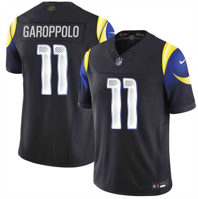 Men%27s Los Angeles Rams #11 Jimmy Garoppolo Black 2025 F.U.S.E. %27Rivalries%27 Vapor Limited Stitched Jersey Dzhi