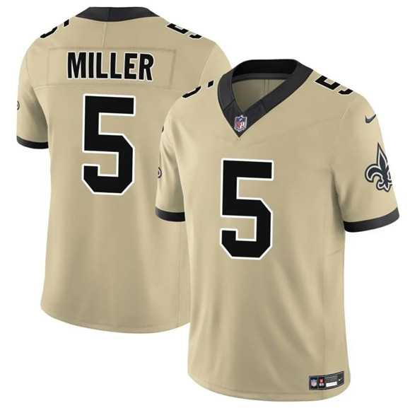 Men%27s New Orleans Saints #5 Kendre Miller Gold 2025 F.U.S.E. Alternate Vapor Limited Stitched Jersey Dzhi