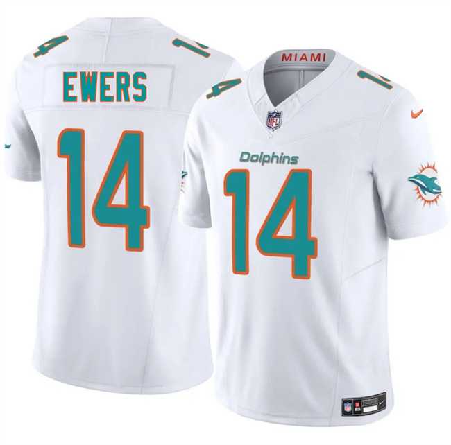 Men & Women & Youth Miami Dolphins #14 Quinn Ewers White 2025 Draft F.U.S.E. Vapor Limited Stitched Jersey