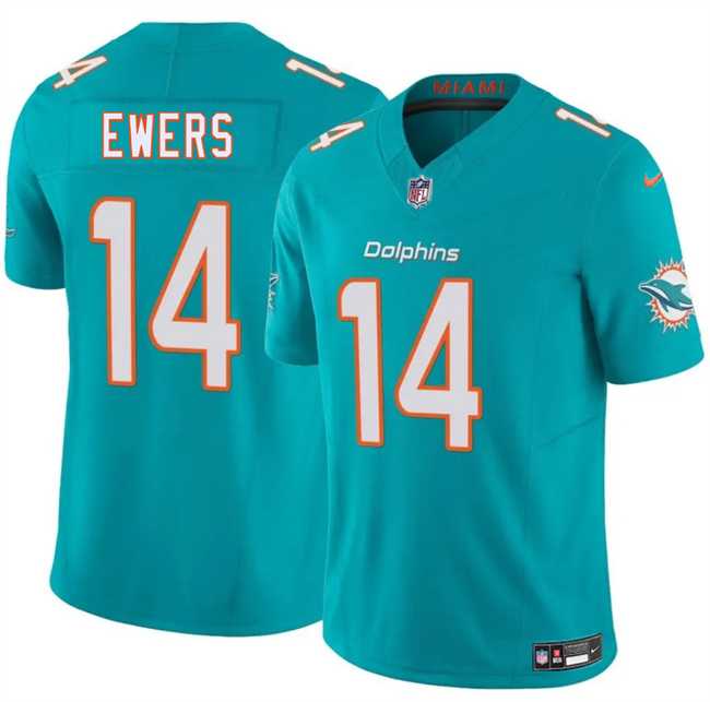 Men & Women & Youth Miami Dolphins #14 Quinn Ewers Aqua 2025 Draft F.U.S.E. Vapor Limited Stitched Jersey