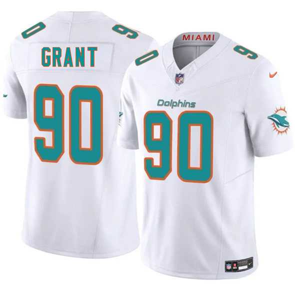 Men & Women & Youth Miami Dolphins #90 Kenneth Grant White 2025 Draft F.U.S.E. Vapor Limited Stitched Jersey