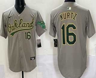Men%27s Oakland Athletics #16 Nick Kurtz Gray Limited Jersey