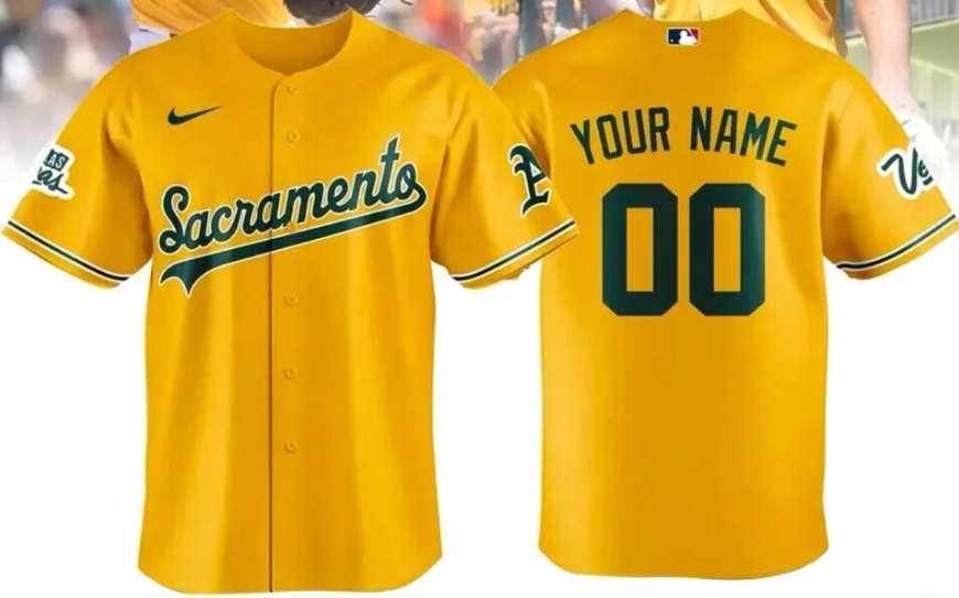 Custom Oakland Athletics Yellow Gold Nike 2026 MLB Jersey