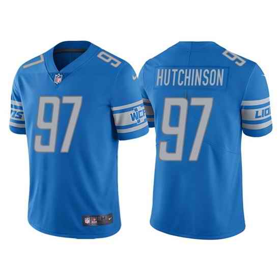 Men Detroit Lions #97 Aidan Hutchinson Blue NFL Draft Vapor Untouchable Limited Stitched Jersey