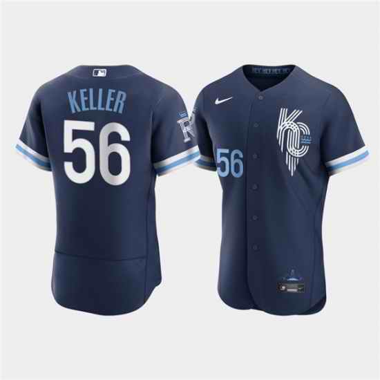 Men Kansas City Royals #56 Brad Keller 2022 Navy City Connect Flex Base Stitched MLB jersey