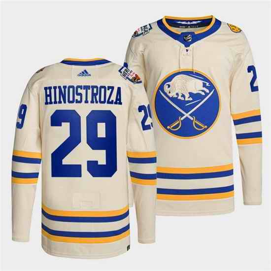 Men Buffalo Sabres #29 Vinnie Hinostroza 2022 Cream Heritage Classic Stitched jersey