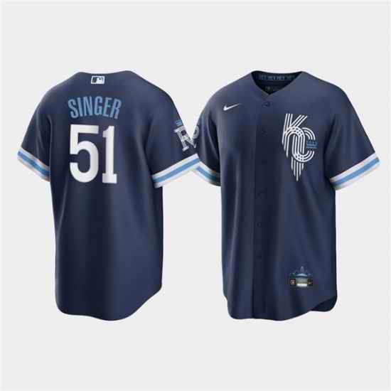 Men Kansas City Royals #51 Brady Singer 2022 Navy City Connect Cool Base Stitched jersey