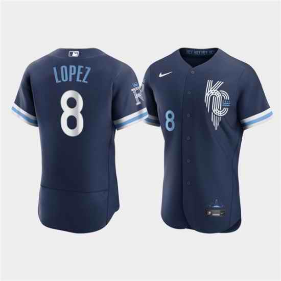 Men Kansas City Royals #8 Nicky Lopez 2022 Navy City Connect Flex Base Stitched MLB jersey