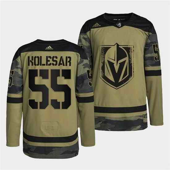 Men Vegas Golden Knights #55 Keegan Kolesar 2022 Camo Military Appreciation Night Stitched jersey