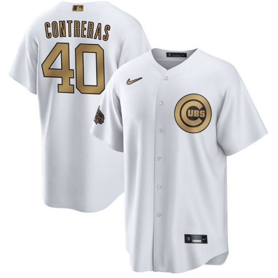 Men Chicago Cubs #40 Willson Contreras 2022 All Star White Cool Base Stitched Baseball Jersey