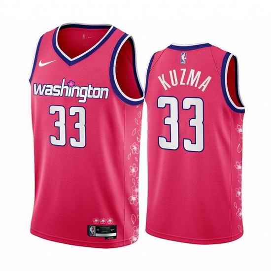 Men Washington Wizards 33 Kyle Kuzma 2022 #23 Pink City Edition Limited Stitched Basketball Jersey