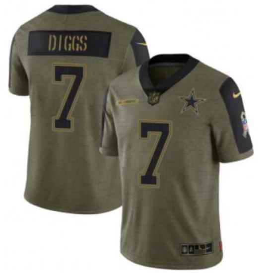 Men Olive Dallas Cowboys #7 Trevon Diggs 2021 Salute To Service Limited Stitched Jersey