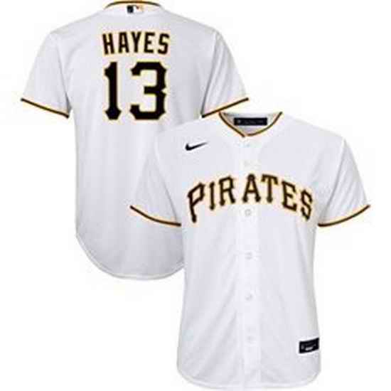 Youth Pirates #13 Ke 27Bryan Hayes White Home Jersey