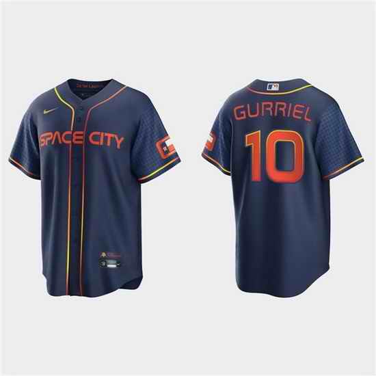 Men Houston Astros #10 Yuli Gurriel 2022 Navy City Connect Cool Base Stitched jersey