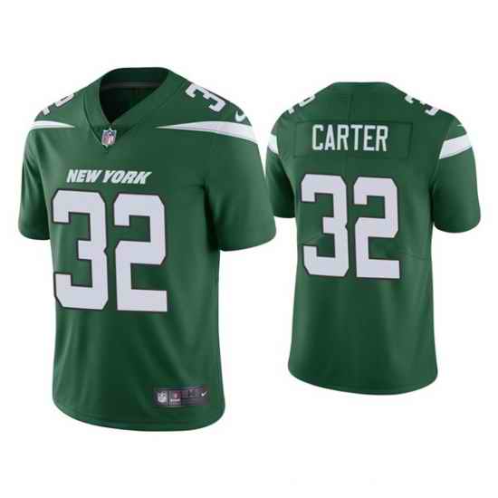 Men New York Jets #32 Michael Carter 2021 Green Vapor Untouchable Limited Stitched Jersey