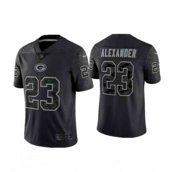 Men Green Bay Packers #23 Jaire Alexander Black Reflective Limited Stitched Football Jersey