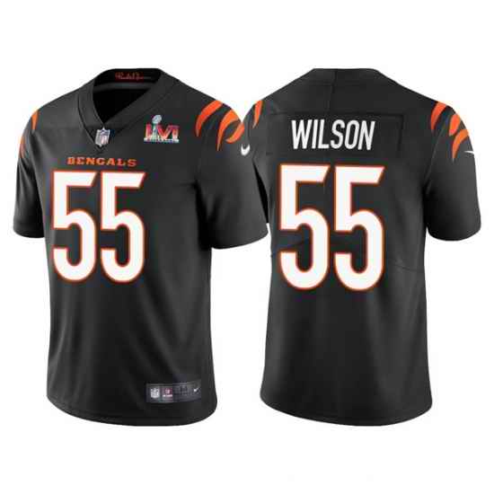 Men Cincinnati Bengals #55 Logan Wilson 2022 Black Super Bowl LVI Vapor Limited Stitched Jersey