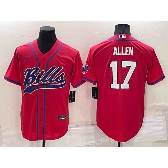 Men Buffalo Bills #17 Josh Allen Red Cool Base Stitched Baseball Jersey