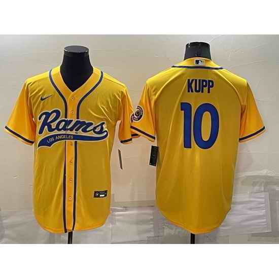 Men Los Angeles Rams #10 Cooper Kupp Yellow Cool Base Stitched Baseball Jersey