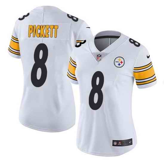 Women Pittsburgh Steelers #8 Kenny Pickett White Vapor Untouchable Limited Stitched Jersey 28Run Small 2