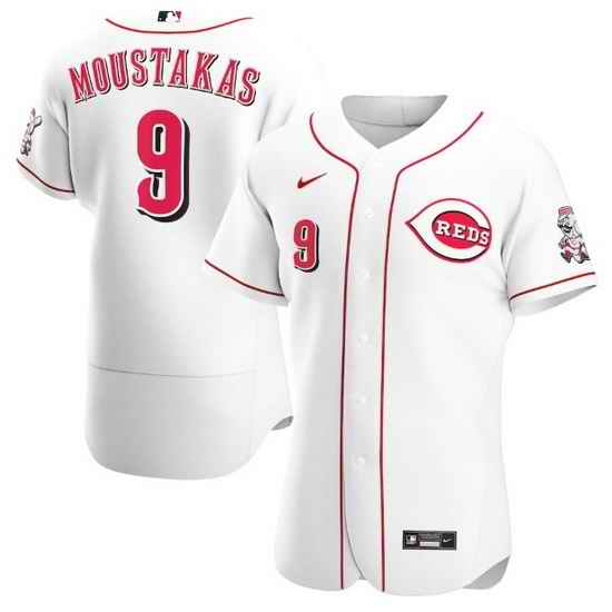 Men Cincinnati Reds #9 Mike Moustakas White Flex Base Stitched jersey