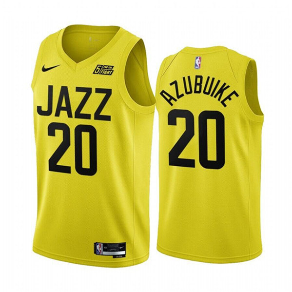 Men's Utah Jazz #20 Udoka Azubuike Yellow 2022/23 Association Edition Stitched Basketball Jersey->utah jazz jerseys->NBA Jersey