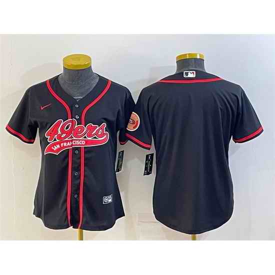 Women San Francisco 49ers Blank Black With Patch Cool Base Stitched Baseball Jersey