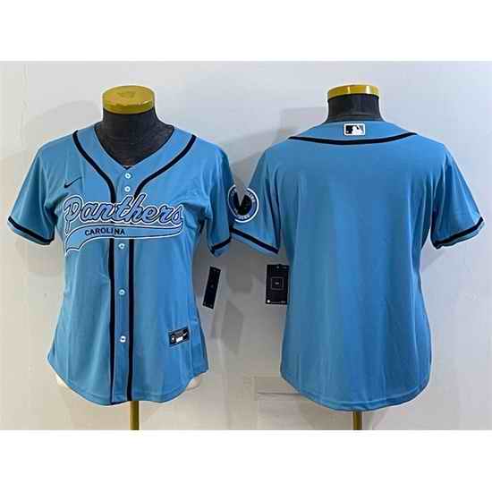 Women Carolina Panthers Blank Blue With Patch Cool Base Stitched Baseball Jersey