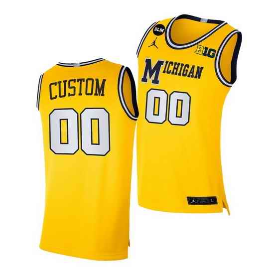 Michigan Wolverines Custom Yellow Blm Social Justice Men Jersey