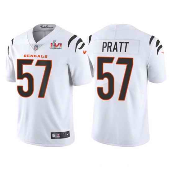 Men Cincinnati Bengals #57 Germaine Pratt 2022 White Super Bowl LVI Vapor Limited Stitched Jersey