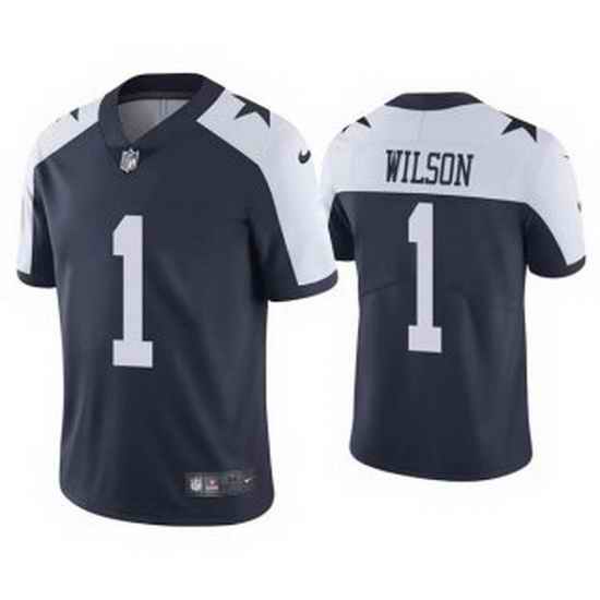 Men Dallas Cowboys #1 Cedrick Wilson Navy Thanksgiving Vapor Limited Stitched Jersey