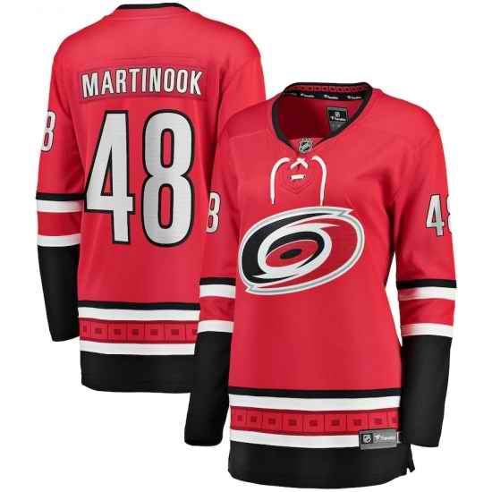 Womens Adidas Carolina Hurricanes #48 Jordan Martinook Premier Red Home NHL Jersey