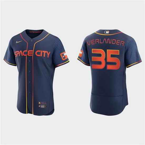 Men Houston Astros #35 Justin Verlander 2022 Navy City Connect Flex Base Stitched Baseball jersey