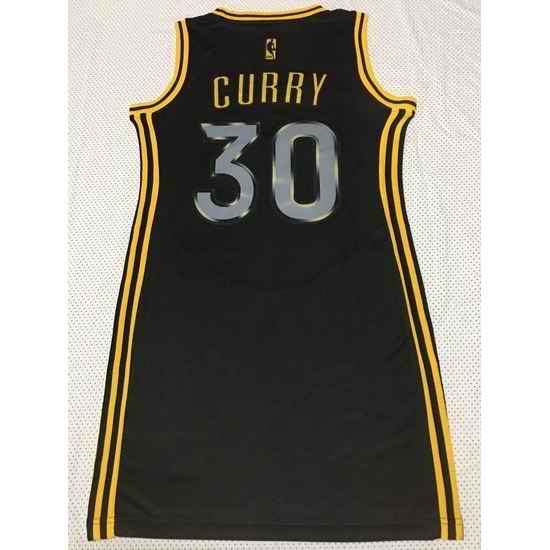 Women Golden Warriors #30 Stephen Curry Dress Stitched Jersey Black II