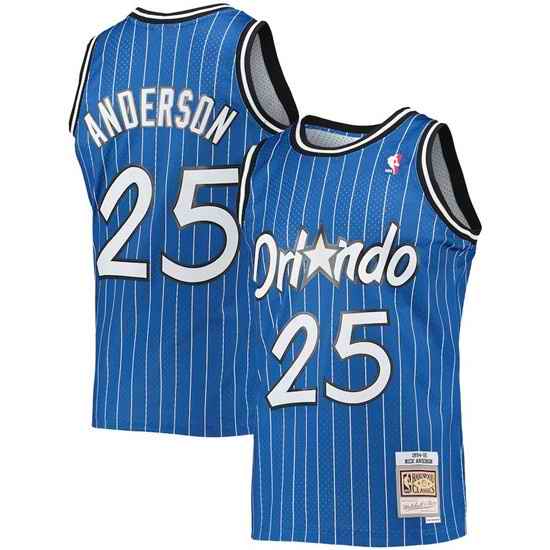 Men Orlando Magic #25 Nick Anderson 1994 95 Blue Stitched Jerse