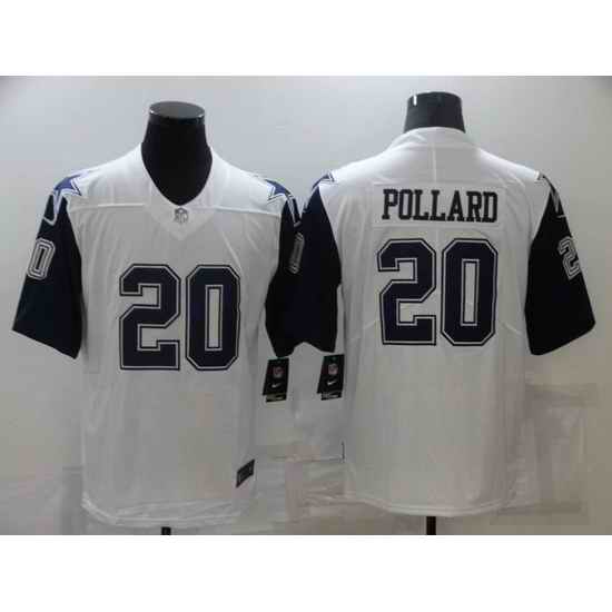 Men Dallas Cowboys #20 Tony Pollard 2021 White Thanksgiving Limited Stitched Jersey