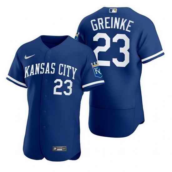 Men Kansas City Royals #23 Zack Greinke Royal Flex Base Stitched jersey