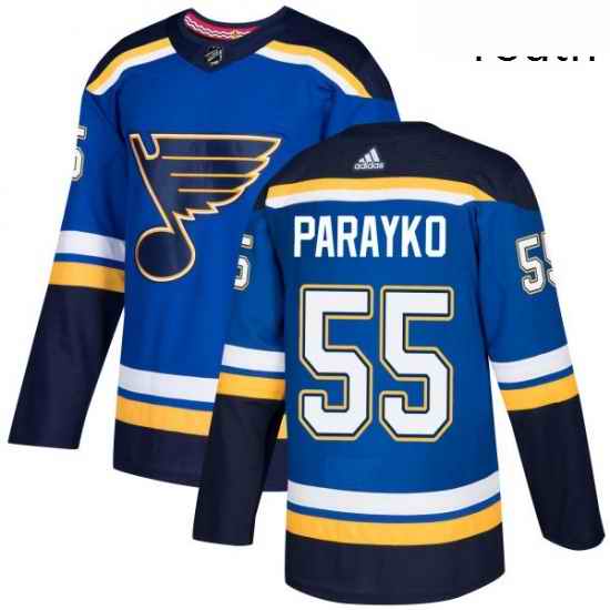 Youth Adidas St Louis Blues #55 Colton Parayko Authentic Royal Blue Home NHL Jersey