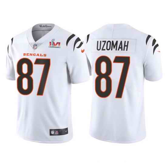 Men Cincinnati Bengals #87 C J  Uzomah 2022 White Super Bowl LVI Vapor Limited Stitched Jersey