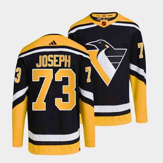 Men Pittsburgh Penguins #73 Pierre Olivier Joseph Black 2022 Reverse Retro Stitched Jersey